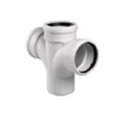 Крестовина Skolan Ostendorf одноплоскостная бесшумная канализационная д 110 87°,  20дБ полипропилен - КонтурТерм