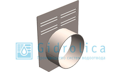 Заглушка торцевая универсальная DN100, стальная оцинкованная, с горизонтальным водосливом