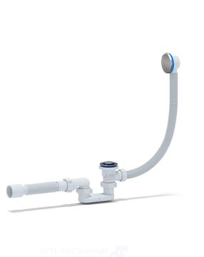 Сифон для ванны клик-клак с выпуском и переливом с трубой 40/50 плоск Ани Пласт