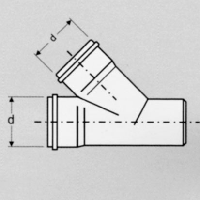 Тройник внутренняя канализация д 75 45° - КонтурТерм