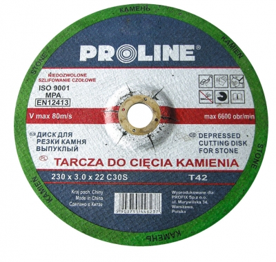 Диск отрезной по камню 230x3,0x22,2мм, PROLINE, 44623 - КонтурТерм