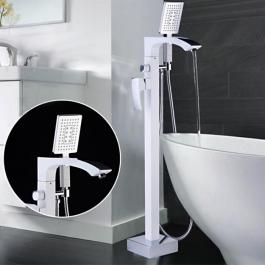 Смеситель для ванны напольный Gappo Jacob G07-8, с лейкой, шлангом, белый/хром - КонтурТерм