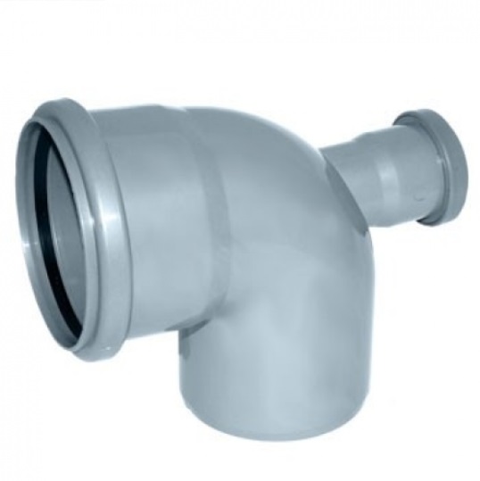 КС Колено 110мм 90° PP с отводом 50мм 87° (фронт-тыл) -РосТурПласт-