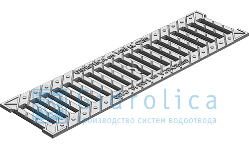 Решетка водоприемная Gidrolica Standart  щелевая чугунная ВЧ оцинкованная, кл. С250 