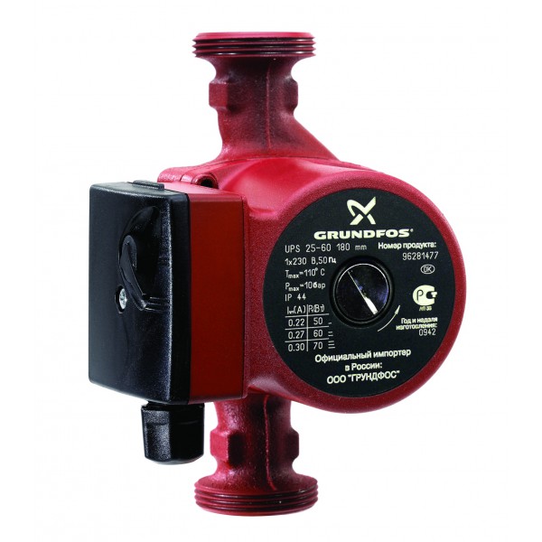 Насос рециркуляции ГВС Grundfos UPS 25-60N (без разъёмов) - КонтурТерм