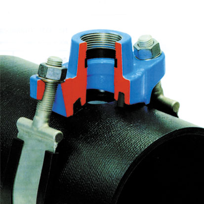 Хомут врезной Hawle универсальная (219-244мм) Ду200мм х 1 1/2" РВ PN10  - КонтурТерм