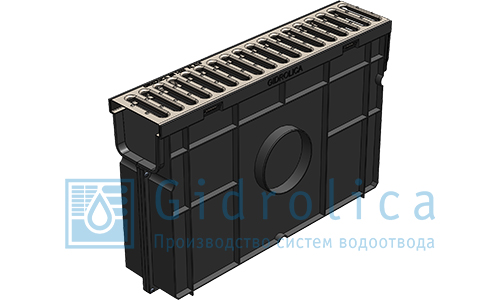 Комплект Gidrolica Light: пескоуловитель для пластиковых лотков с оцинкованной решеткой DN100 кл.А15
