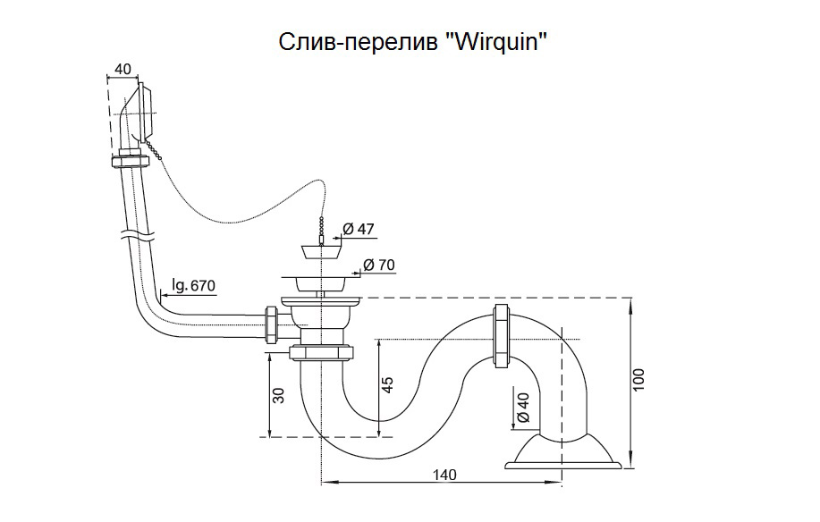 Тех карта - слив -перлив Wirquin 140 