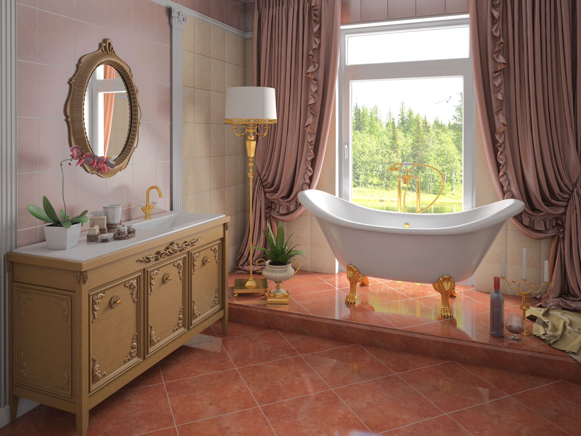 ванна Скарлетт и раковина Рава