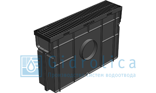 Комплект Gidrolica Light: пескоуловитель для пластиковых лотков с пластиковой решеткой DN100