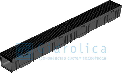 Комплект Gidrolica Light: пластиковый лоток с пластиковой решеткой DN 100 кл. А15