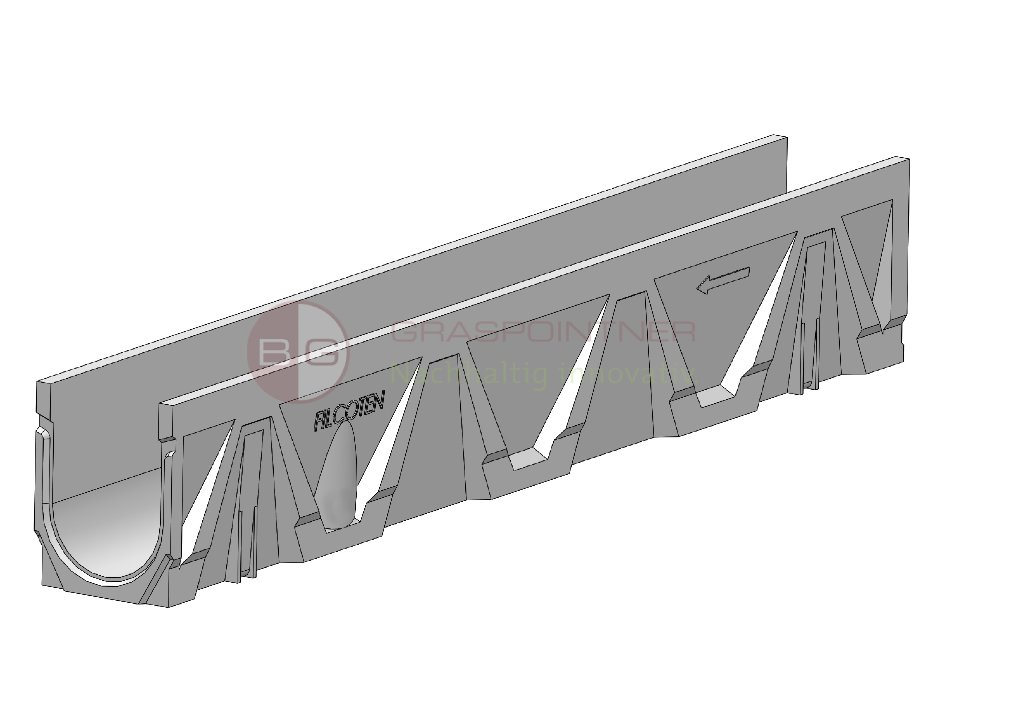 Лоток композитбетонный Filcoten DN100 №10-0, h165, кл. С250