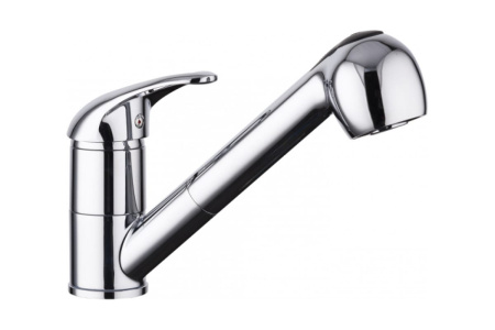 Смеситель для мойки FRAP H03 с выдвижным изливом, хром - КонтурТерм
