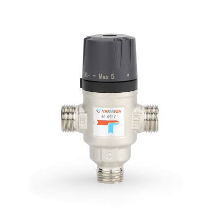 Клапан термостатический смесительный Varmega DN15, РН 1/2", 30‒65 °С - КонтурТерм