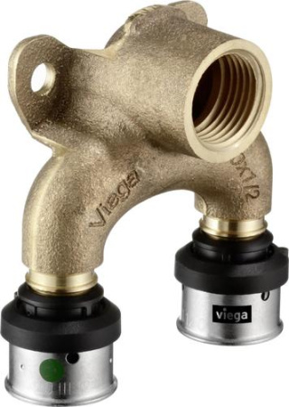 Колено-пресс настенное двойное Viega Smart-Press  20х1/2" бронза - КонтурТерм