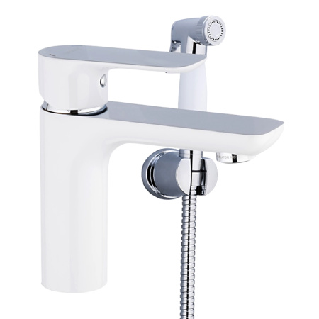 Смеситель для раковины Gappo G48 с гигиеническим душем, белый/хром - КонтурТерм