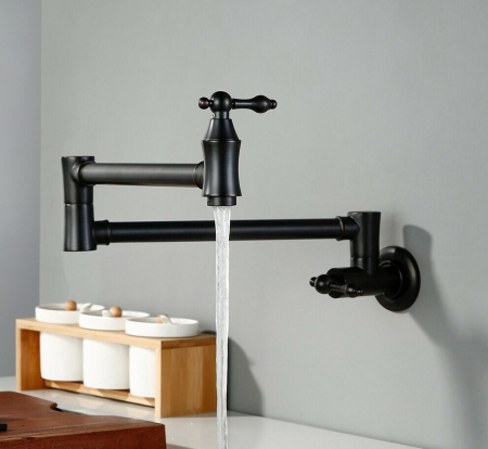 Кран над плитой Pot Filler PF-0006-Bl, цвет черный матовый - КонтурТерм