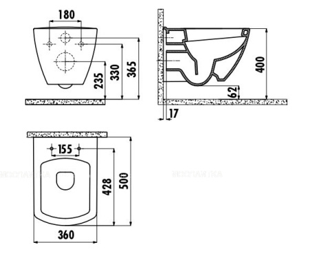 Унитаз подвесной CREAVIT Tetra, белый, без сиденья - КонтурТерм