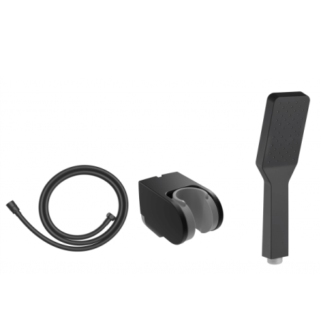 Гарнитур душевой с лейкой, шлангом и держателем Creavit SH120S, черный матовый - КонтурТерм