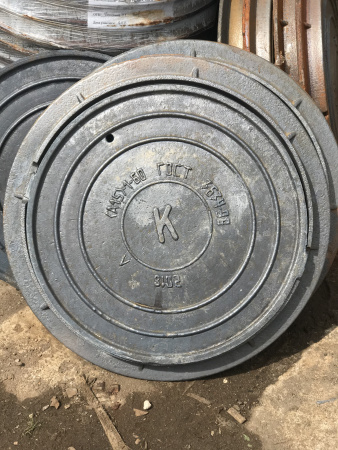 Люк канализационный чугунный тип Л (А15) 2-60 (нагрузка до 1,5т) з/у, откидная крышка ГОСТ 3634-99 - КонтурТерм