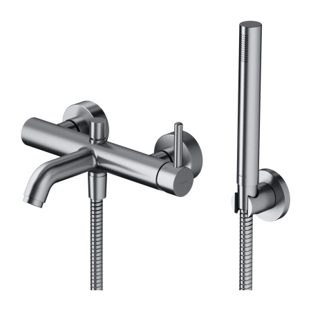 Смеситель для ванны OMNIRES Y с лейкой, шлангом, держателем, цвет никель - КонтурТерм