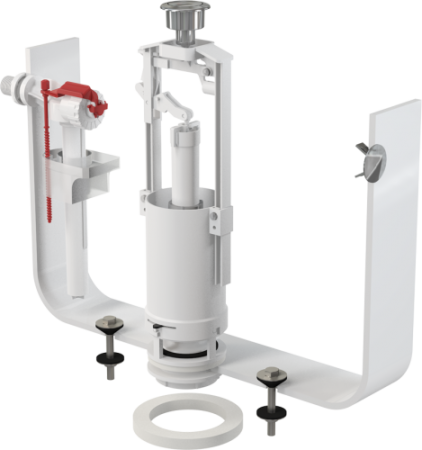 Комплект арматуры для бачка ALCA PLAST, боковое подключение, кнопка STOP - КонтурТерм