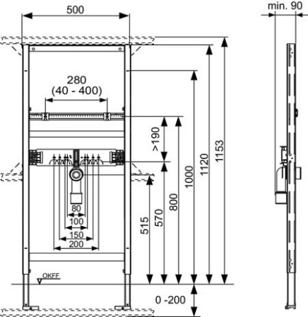 Инсталляция для раковины TC 500х1120 мм, без креплений - КонтурТерм
