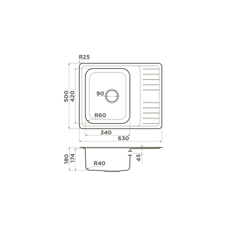 Мойка кухонная нержавеющая сталь 630х500 мм Omoikiri Sagami 63-IN, накладная - КонтурТерм
