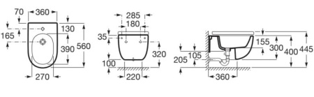 Биде подвесное ROCA MERIDIAN-N A357248000, белый - КонтурТерм