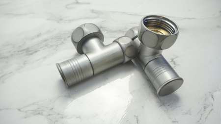 Полотенцесушитель водяной нерж.сталь 1000х500 мм Маргроид Вид 9 ЭКО, лесенка, состаренное серебро, вентили - КонтурТерм