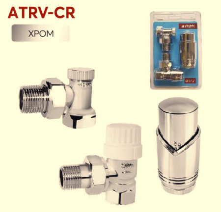 Кран угловой с термоголовкой Vivaldo 1/2'', комплект, цвет хром - КонтурТерм