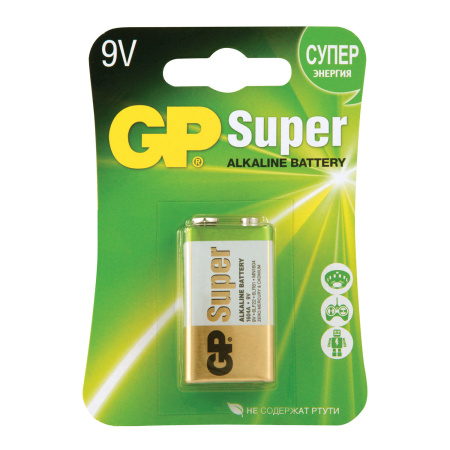 Элемент питания GP Super Alkaline 9V "Крона".(блистер - 1 шт.) - КонтурТерм