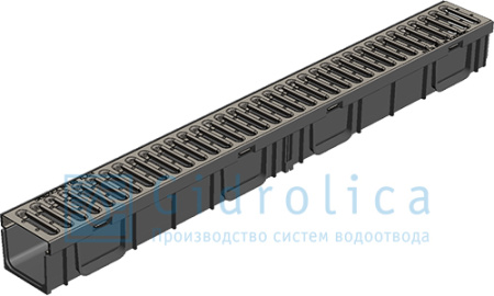 Комплект пластиковый лоток с оцинк. решеткой DN100 кл. А15 Gidrolica Light - КонтурТерм