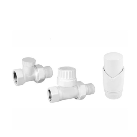 Кран прямой с термоголовкой Vivaldo 1/2'', комплект, цвет белый - КонтурТерм