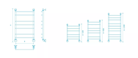 Полотенцесушитель водяной нерж.сталь 1000х500 мм Маргроид Вид 9 ЭКО, лесенка, состаренное серебро, вентили - КонтурТерм