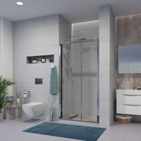 Дверь душевая 120х195 см Niagara Nova, раздвижная, профиль хром - КонтурТерм
