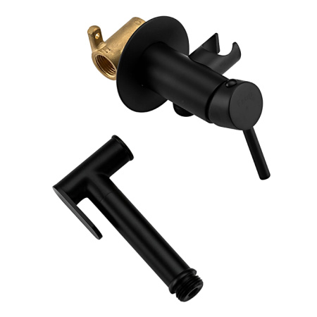 Смеситель гигиенический FRAP F7505-6, комплект, черный - КонтурТерм