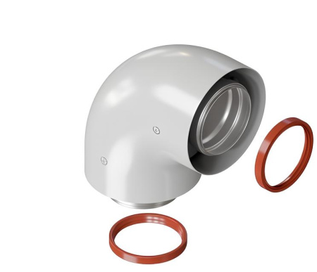 Колено дымоходное  коаксиальное подключения котла Viessmann д.60/100 мм - КонтурТерм