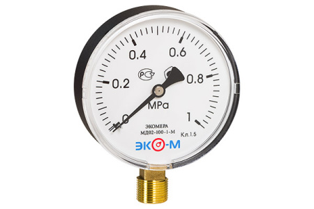Манометр Экомера МД02-100 мм 0..1 МПа G1\2 (Эконом) - КонтурТерм