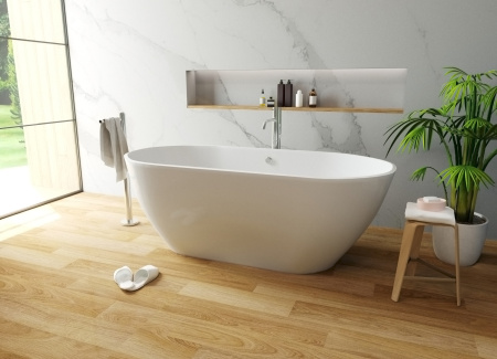 Ванна из литьевого мрамора 160х75 см Майами, цвет белый, отдельностоящая - КонтурТерм