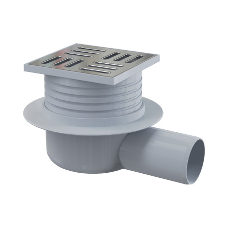 Трап горизонтальный Alcaplast Ø 50 мм, решетка 105x105 мм нержавеющая сталь - КонтурТерм