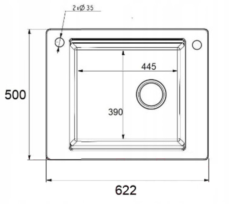 Мойка кухонная искусственный камень 622x500 мм Teknoven START MAX, черный - КонтурТерм