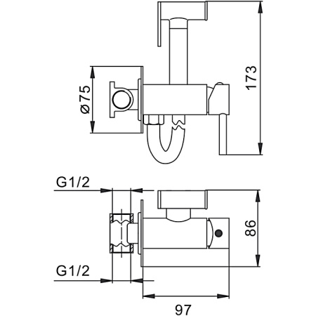 Смеситель гигиенический FRAP F7505-6, комплект, черный - КонтурТерм