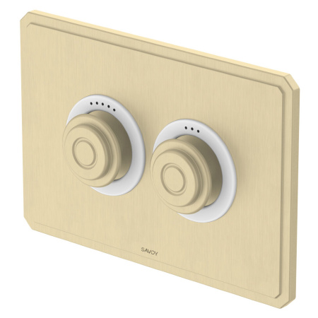 Кнопка для инсталляции Burlington Savoy, цвет золото шлифованное, пневматичеcкая - КонтурТерм