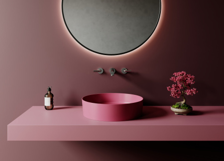 Раковина накладная Ø45 CREAVIT Loop Sakura, цвет розовый, 45х45х11 см - КонтурТерм