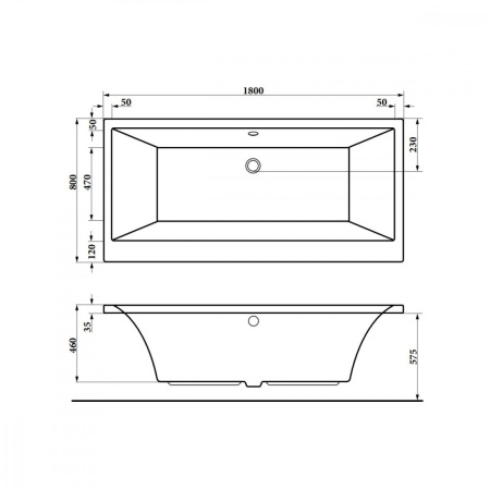 Ванна акриловая 180х80 см BERGES TARI, без ног, слив посередине - КонтурТерм