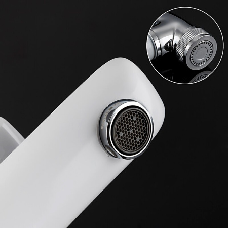 Смеситель для раковины Gappo G48 с гигиеническим душем, белый/хром - КонтурТерм