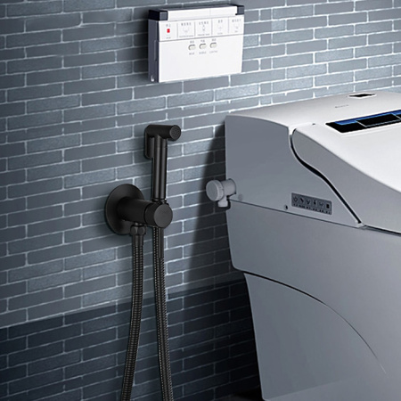 Смеситель гигиенический FRAP F7505-6, комплект, черный - КонтурТерм