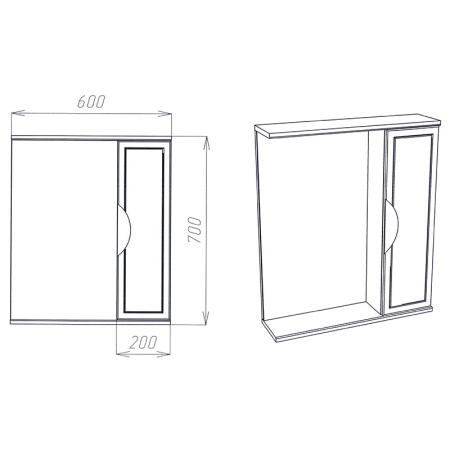 Шкаф зеркальный 60х70 см Viant Лима, подвесной, цвет белый, без подсветки - КонтурТерм