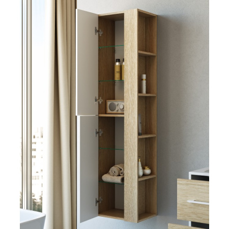 Пенал подвесной 40х159 см Аквелла Майами, универсальный, цвет дуб сонома  - КонтурТерм